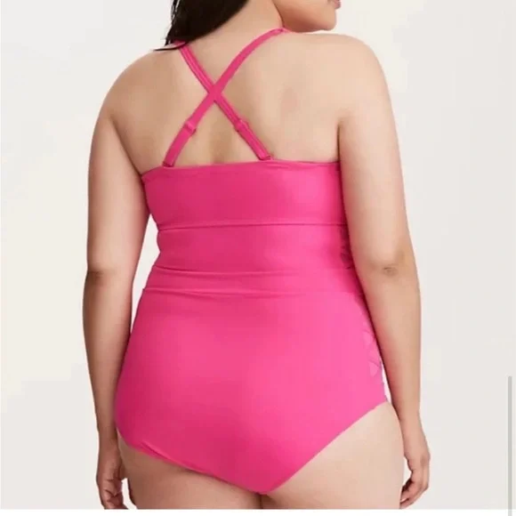 Torrid Pink Lattice One Piece Swimsuit - Picture 4 of 9